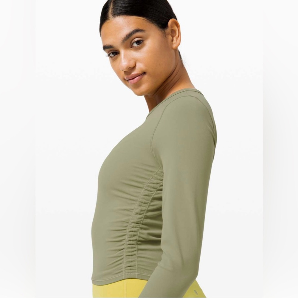 🍋Lululemon All It Takes Long Sleeve Unsized PTP 19” Rosemary Green?W3ET9S?🍋